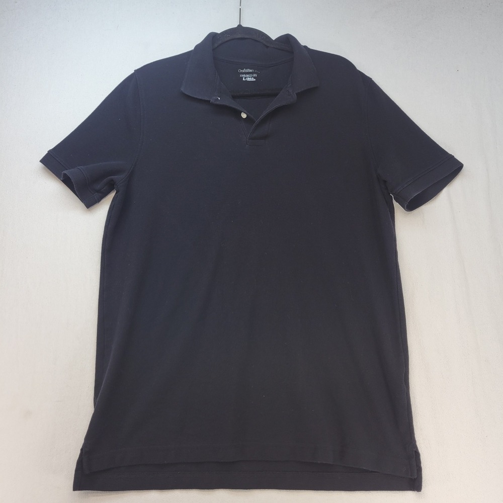 Croft & Barrow Polo Shirt Mens Large Black Tailored Fit Short Sleeve Pique